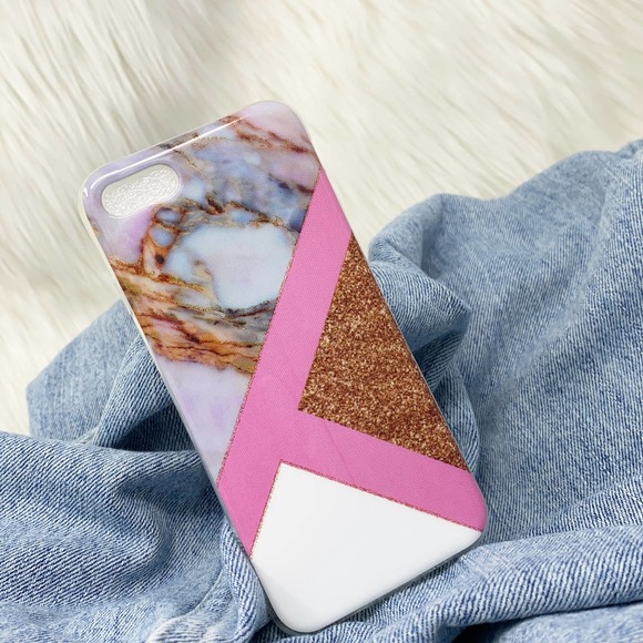 iPhone 7/8 Case Copper White Marble Print NEW - Picture 1 of 4